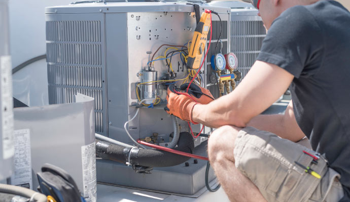 professional worker installing air condition
