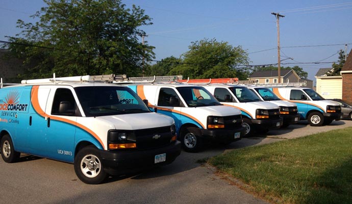 Fleet of Choice Comfort Service HVAC vans