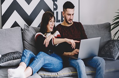 Couple talking about humidity in home