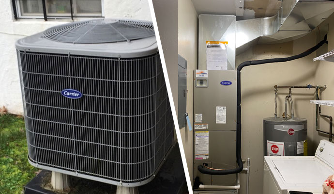 Collage of heat pump and furnace