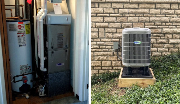 collage of heating and air condition service