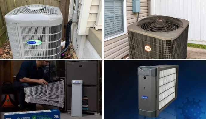 Collage of HVAC and air purifier system from different brands