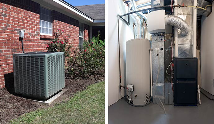 Collage of hvac system and water heater installation