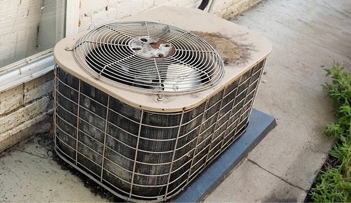 Dirty outdoor HVAC unit