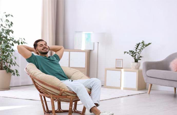 Person relaxing in room