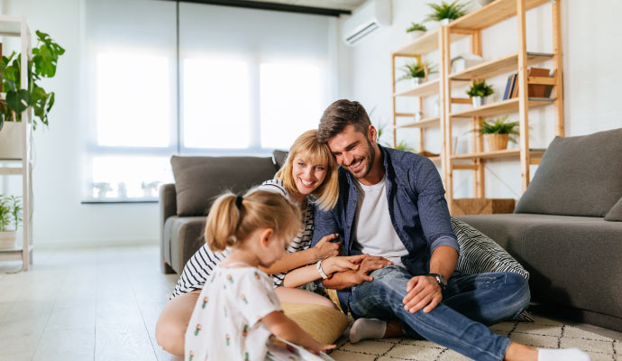a happy family enjoying indoor environment
