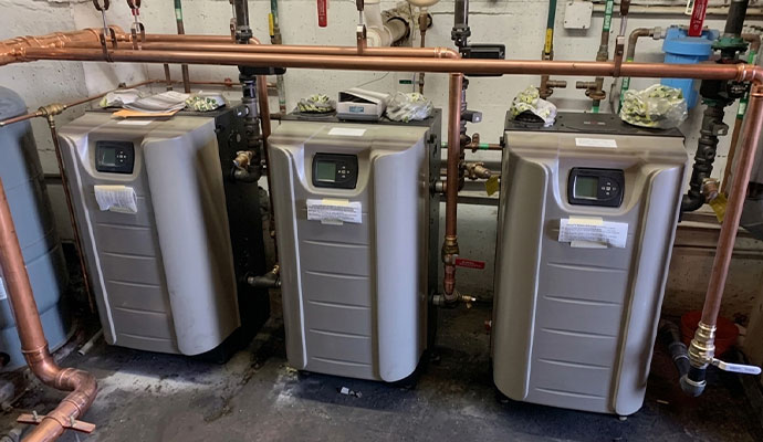 Three high efficiency commercial gas furnaces