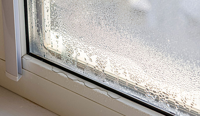 Moisture accumulated on the window