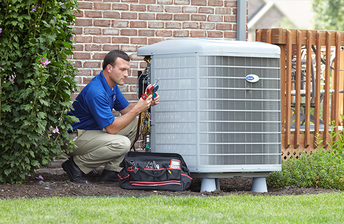 a professional man installing ac
