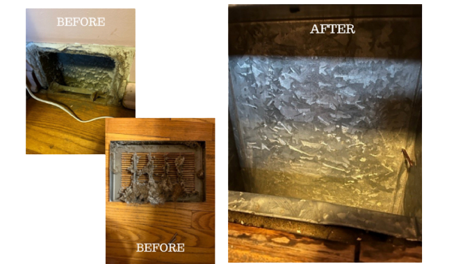 before after of dirty air vent