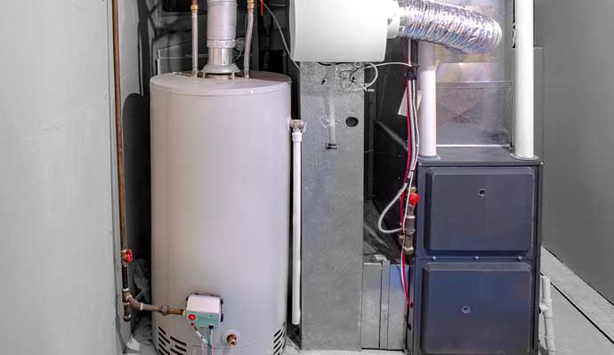 Close-up view of installed boiler