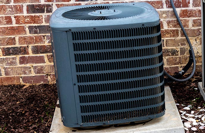 mold in heat pump hvac air conditioner compressor and brick home