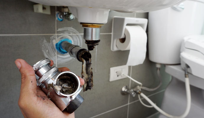 Clogged bathroom sink drain pipe repair service