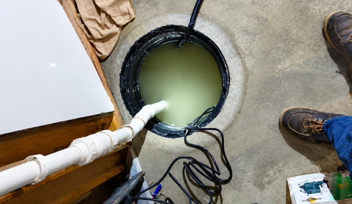 Dirty water extraction from a sump pump