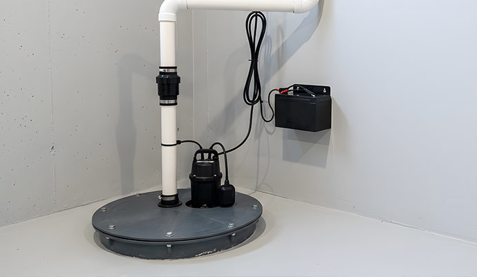 Newly installed sump pump with battery backup