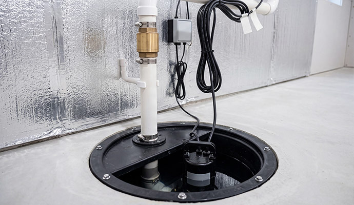 Sump pump replacement in basement pit