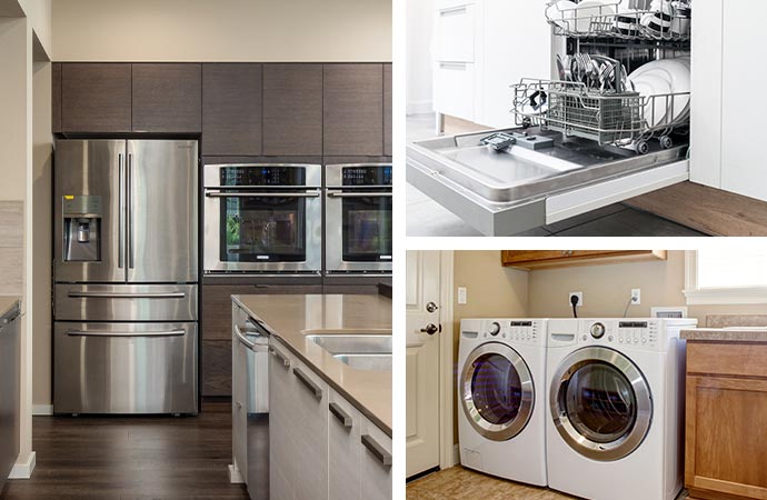 Installed refrigerator, washing machine and dishwasher