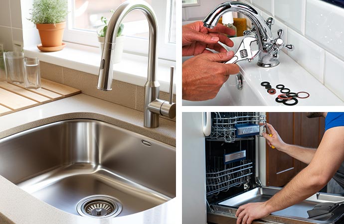 Sink faucet tap leak and dishwasher leak repair