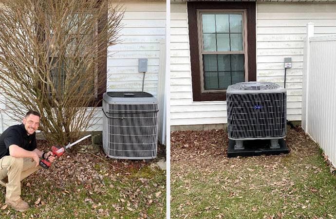 Technician repairing HVAC system